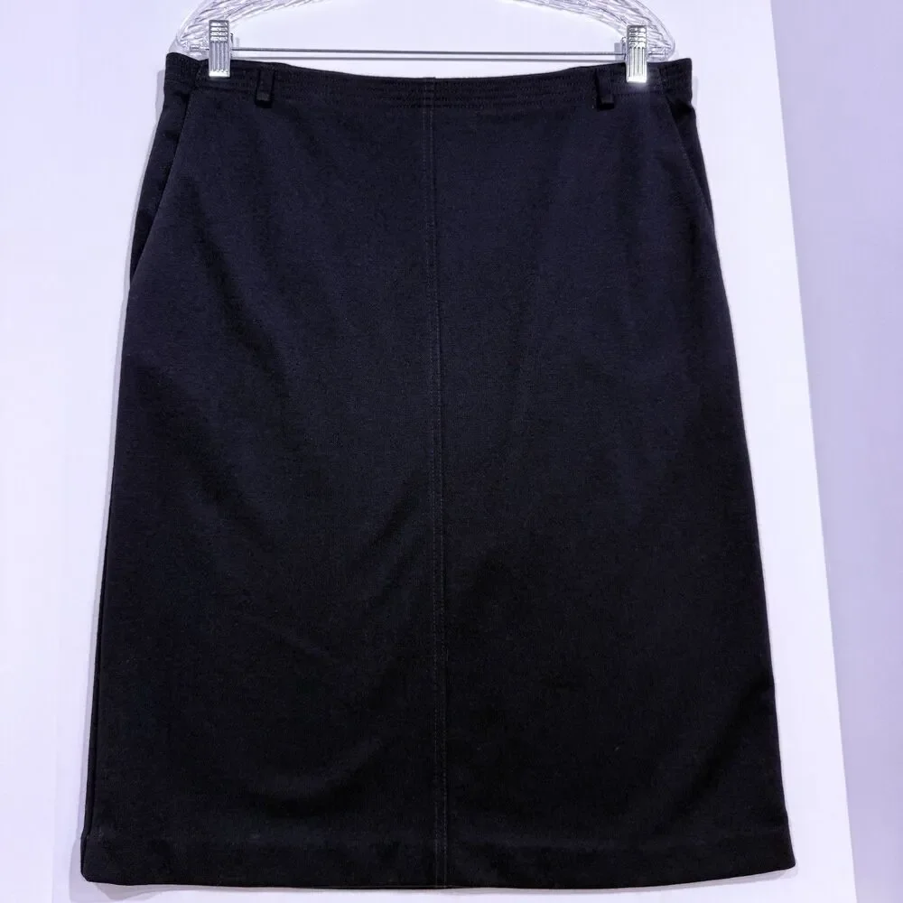 Alfred Dunner Midi Pencil Skirt Women's 10 Black Classic Pull On